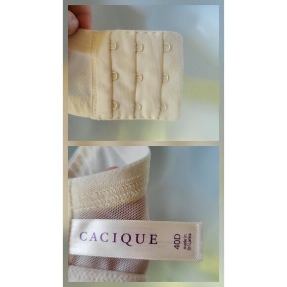 Cacique Balconette Underwire RN 118641 Bra 40D Beige/Ivory Mesh Back Closure - Picture 7 of 7